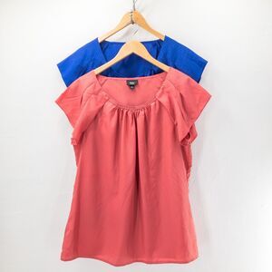 Mossimo Silky Short Sleeve Carreer Top Blouse Bundle Size XL Pink & Blue